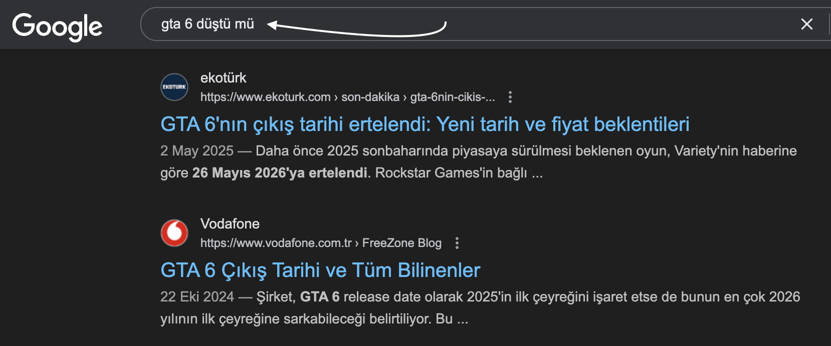 semantik arama örneği