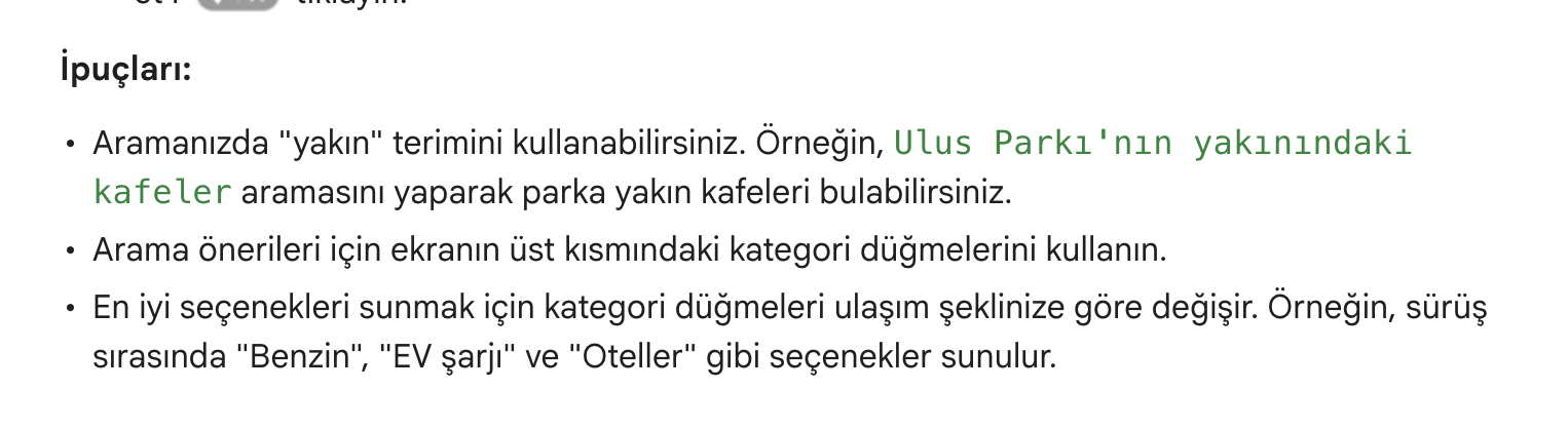 Yakındaki yerleri arama ve bölgeyi keşfetme